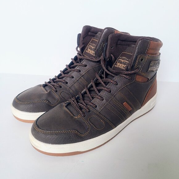 Levi's Levi Strauss 520 BB Hi Brown Leather High Top Sneakers Size 9 - Picture 3 of 12